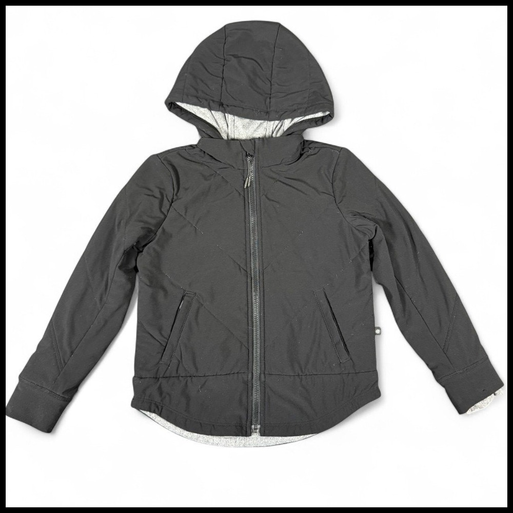 Athleta‎ Girl Quilted Full Zip Hooded Jacket Black XS 6 Performance Outerwear